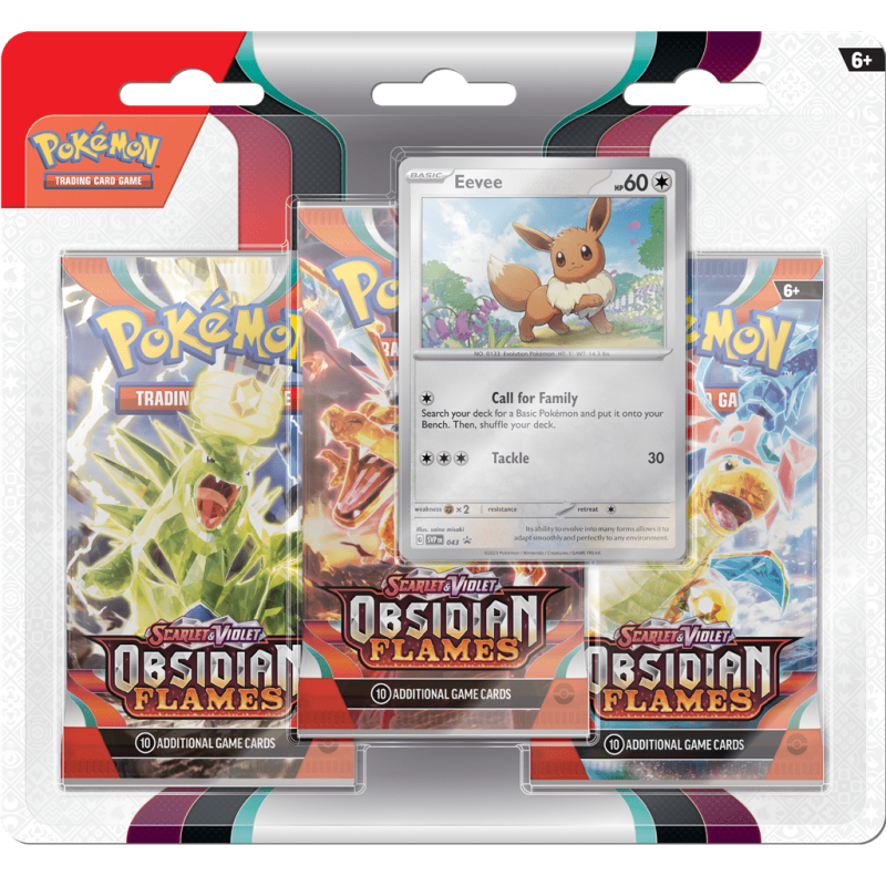 Pokemon - Scarlet & Violet - Obsidian Flames - 3-Pack Blister Eevee