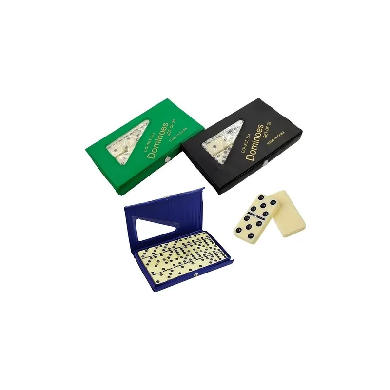 Dominoes Double Six de 28 piezas con funda de plástico